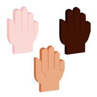 set of isometric hands with pinched little finger vector