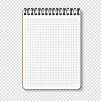 Notepad with a horizontal spring spiral. Notebook with checkered sheet. vector
