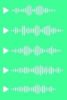 Audio wave icon sound song podcast set on green isolated background. Voice message. vector