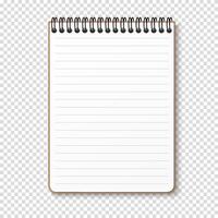 Notepad with a horizontal spring spiral. Notebook with a white lined sheet. vector