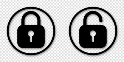 Lock icon collection with safety symbols. Includes locked and unlocked padlock designs. vector