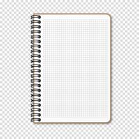 Notepad with a vertical spring spiral. Notebook with checkered sheet. vector
