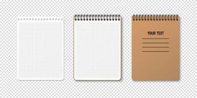 Top-view of horizontal spiral notebooks with empty pages. vector