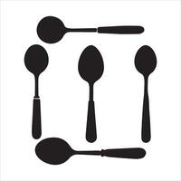 Clean Spoon Icon Set on White Background vector