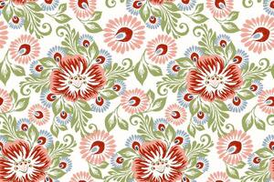 Ikat flowers seamless pattern,hand drawn seamless pattern on white background vector