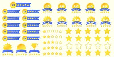 5 stars icon positive review of customer. Concept of best ranking. Feedback with satisfaction rating. Quality service. Icon of excellent. Good result in business. Icon or sign set. vector