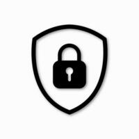 Padlock shield icon symbolizing safety. Lock sign representing secure environments. vector