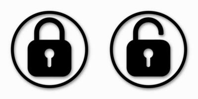 Set of lock icons featuring open and closed padlocks. Safety symbols for security concepts. Locked and unlocked padlock signs. vector
