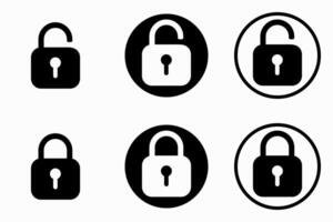 Set of padlock icons showcasing security. Safety symbols with open and closed locks. vector