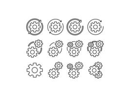 Icon collection process management gears. Optimization operations. Transmission gear with arrow Agile process line icon Technology sign isolated white background. vector