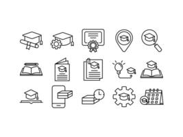 Collection of learning icons. such as graduation, learning, certificate, online education and more. isolated white background, line editable. vector