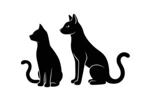 Showcasing the Bond of Dogs and Cats through Silhouettes vector