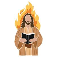 Jesus with scripture in hand, Bible power vector