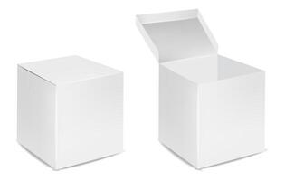 Isolated box packaging, realistic isolated white background, two vector