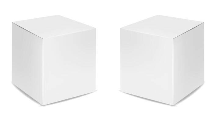 Isolated box packaging, realistic isolated white background, two boxes