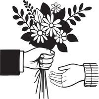 Acts of kindness giving flowers or helping hands Design Art Illustration on a white background vector