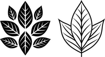 Isolated abstract leaf icons set illustration. vector