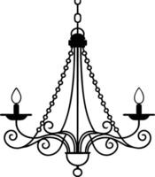 Decorative Chandelier Line Art Design for Elegant Lighting Spaces vector