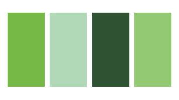 Lime Green, Kelly Green, Seafoam Green, Spearmint color palette. Set of bright color palette combination in rgb hex. Color palette for ui ux design. Abstract illustration for your graphic design vector