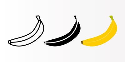 Banana icon set. Tropical fruit sign. for mobile concept and web design. illustration on white background vector