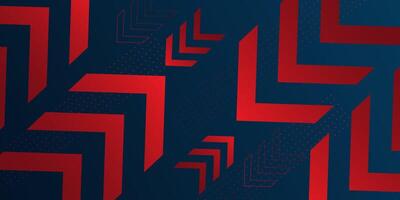 Futuristic design with dark blue background with geometric red arrows, 3D background with overlapping pattern layers on dark background. eps10 vector