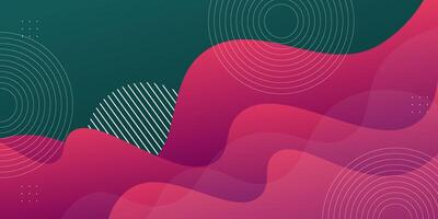 Pink wave background with simple shapes. Simple pink wave design on dark green background. Modern geometric shapes concept. eps10 vector