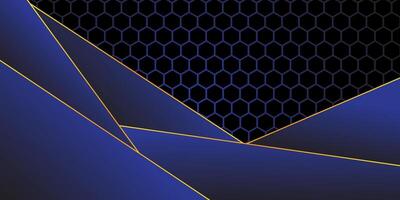 Dark blue wave background. Abstract paper cut. Abstract gradient in the background with colored hexagon mesh shapes. Eps10 vector