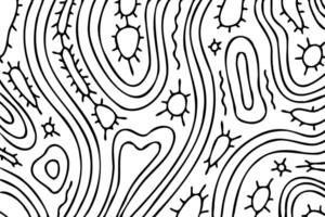 Line art abstract background with flowing contours vector