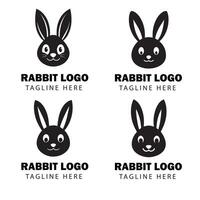 Rabbit face logo design set vector
