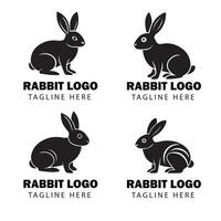 Rabbit logo design set vector