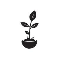 A small plant in a beautiful vase icon silhouette on white background vector