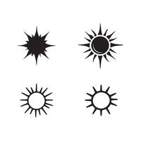 A set of sun icons silhouette on white background vector
