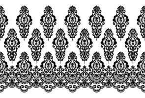 Damask seamless pattern art on black colour and white background vector