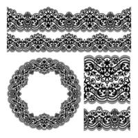 Damask seamless pattern on black and white colour vector