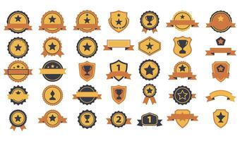 Orange Gradient Award Badges Ideal for Certificates and Celebrations vector