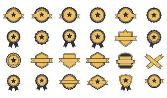 Flat Design Ribbon and Award Seal Collection in Warm Colors vector