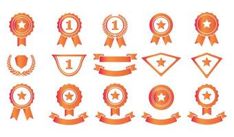 Editable Recognition Icons with Star and Laurel Details vector