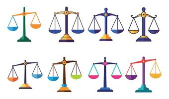 Hand-Drawn USA Justice Scale Icon Set with 3D Elements vector