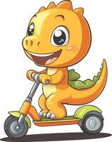 Scootin' dinosaur Fun vector
