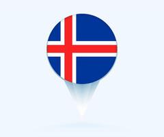 Map pointer with flag of Iceland. vector