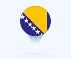 Map pointer with flag of Bosnia and Herzegovina. vector