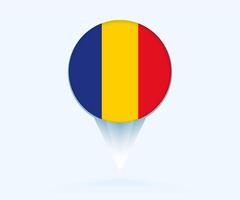 Map pointer with flag of Romania. vector