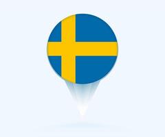 Map pointer with flag of Sweden. vector