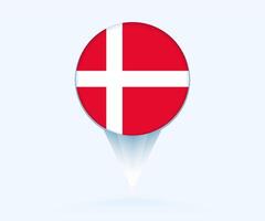 Map pointer with flag of Denmark. vector