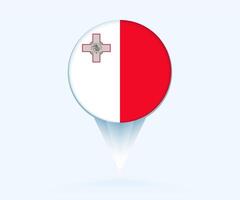 Map pointer with flag of Malta. vector