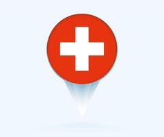Map pointer with flag of Switzerland. vector