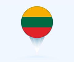 Map pointer with flag of Lithuania. vector