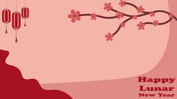 Background Graphic Illustration of Lunar New Year or Chinese New Year celebration with cherry blossom illustration, Copy Space Area. Suitable to be placed on content with that theme. vector