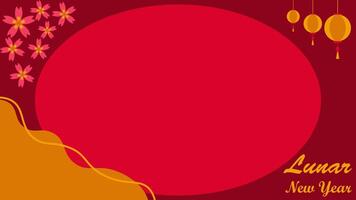 Background Graphic Illustration of Lunar New Year or Chinese New Year celebration with cherry blossom and lantern illustration, Copy Space Area. Suitable to be placed on content with that theme. vector
