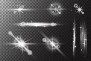 Star light flare. Glowing sparkles. bright glitter, sun rays and spotlight. Magic starburst with twinkles and beams. vector